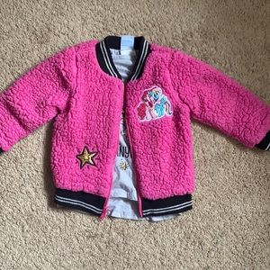 toddler girl’s fleece coat with long sleeve shirt. my little pony size 3t